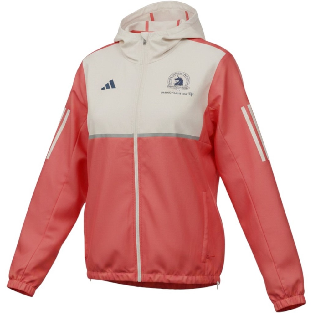 Adidas Womens 2024 Boston Marathon Celebration Jacket Coral Small BAA Hooded
